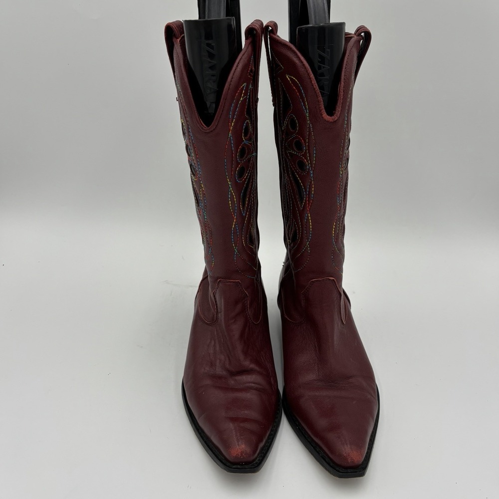 Free People Rancho Mirage Cowboy Boots in Brandy Wine Size 7.5 EU 38 Western - Picture 2 of 7